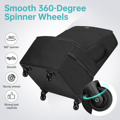 YOREPEK rolling car-seat bag with curved bottom for upright stability.