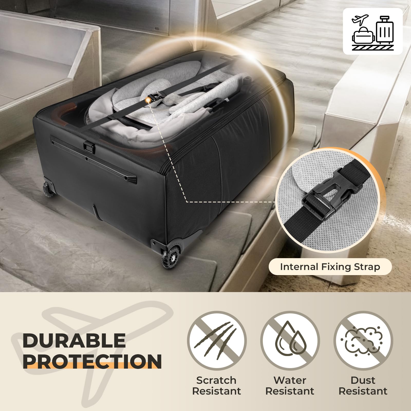YOREPEK stroller bag folded storage keeps it compact when not in use.
