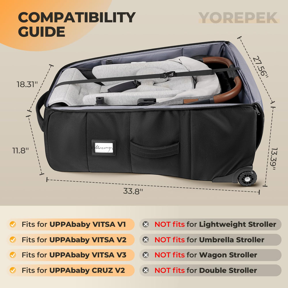 YOREPEK stroller bag wheels and handles enable smooth transport.