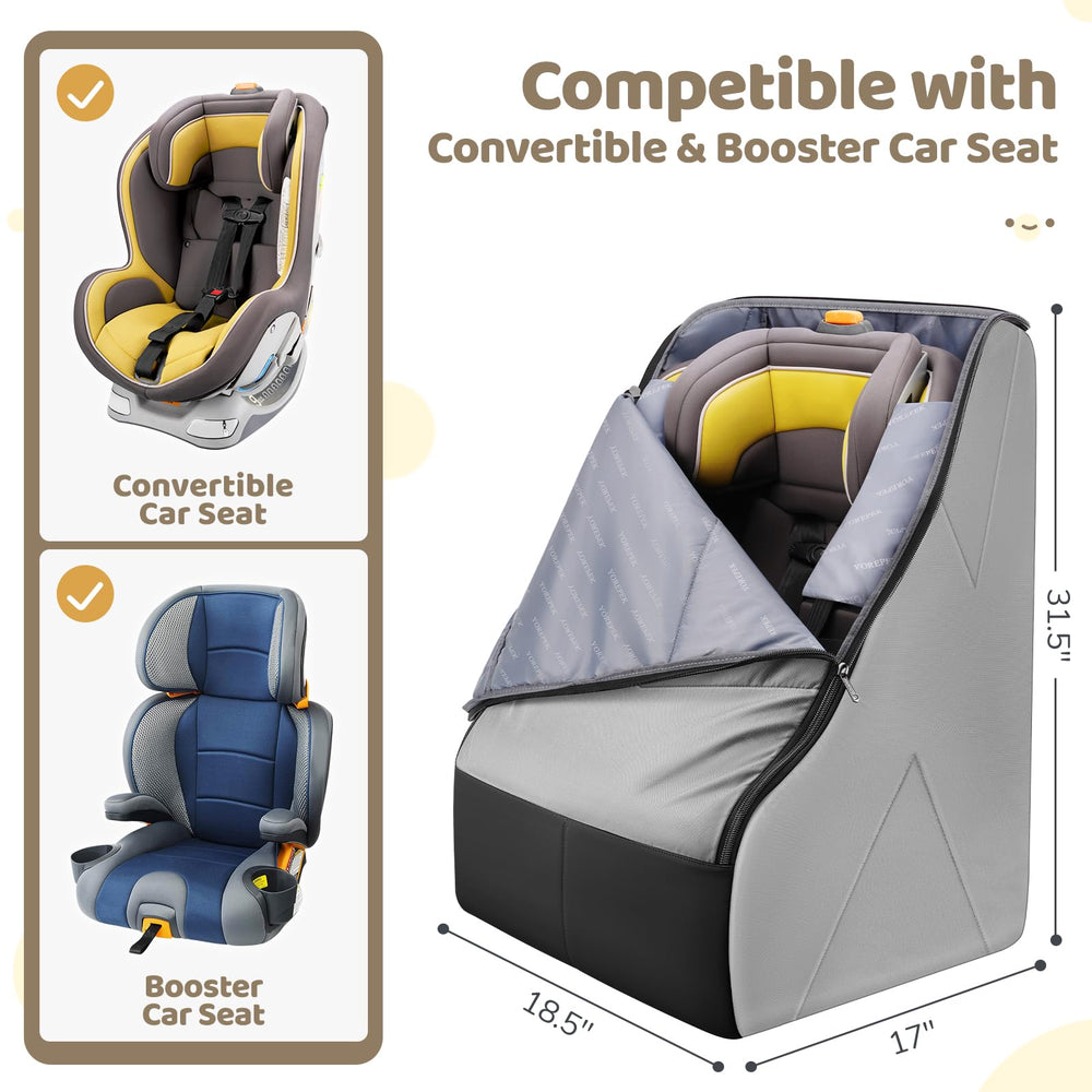 YOREPEK car seat bag backpack with padded straps for hands-free travel.
