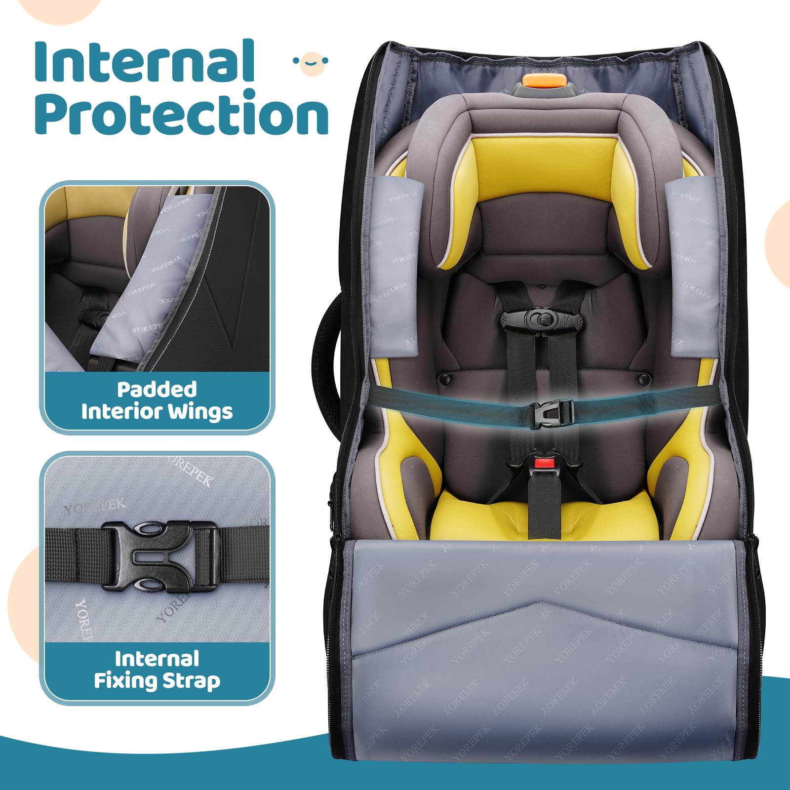 YOREPEK top handle and double-zip design for easy check-in