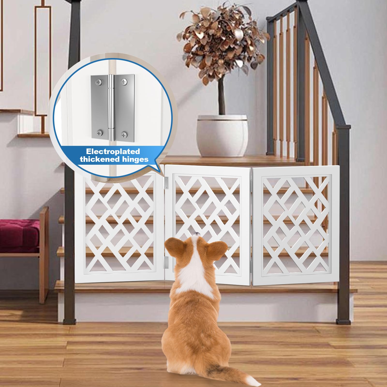 YORWHIN cut-out 16in dog gate anti-slip feet keep it stable on various floors.