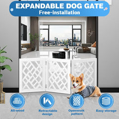 YORWHIN cut-out 16in dog gate expanded to cover wider openings with no drilling.
