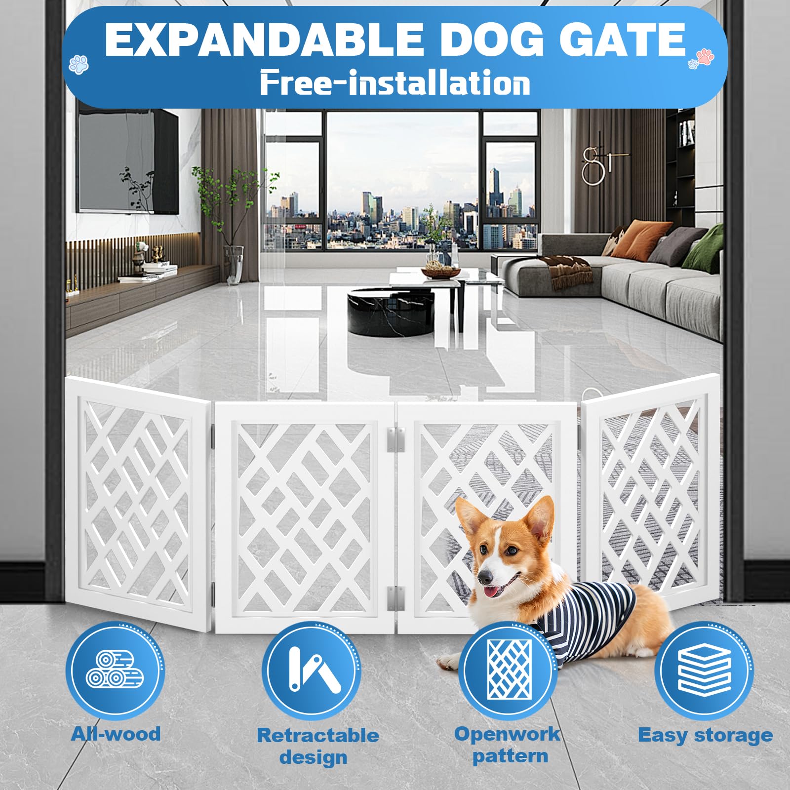 YORWHIN lightweight 3.9-pound gate folds to 4 inches for easy storage.