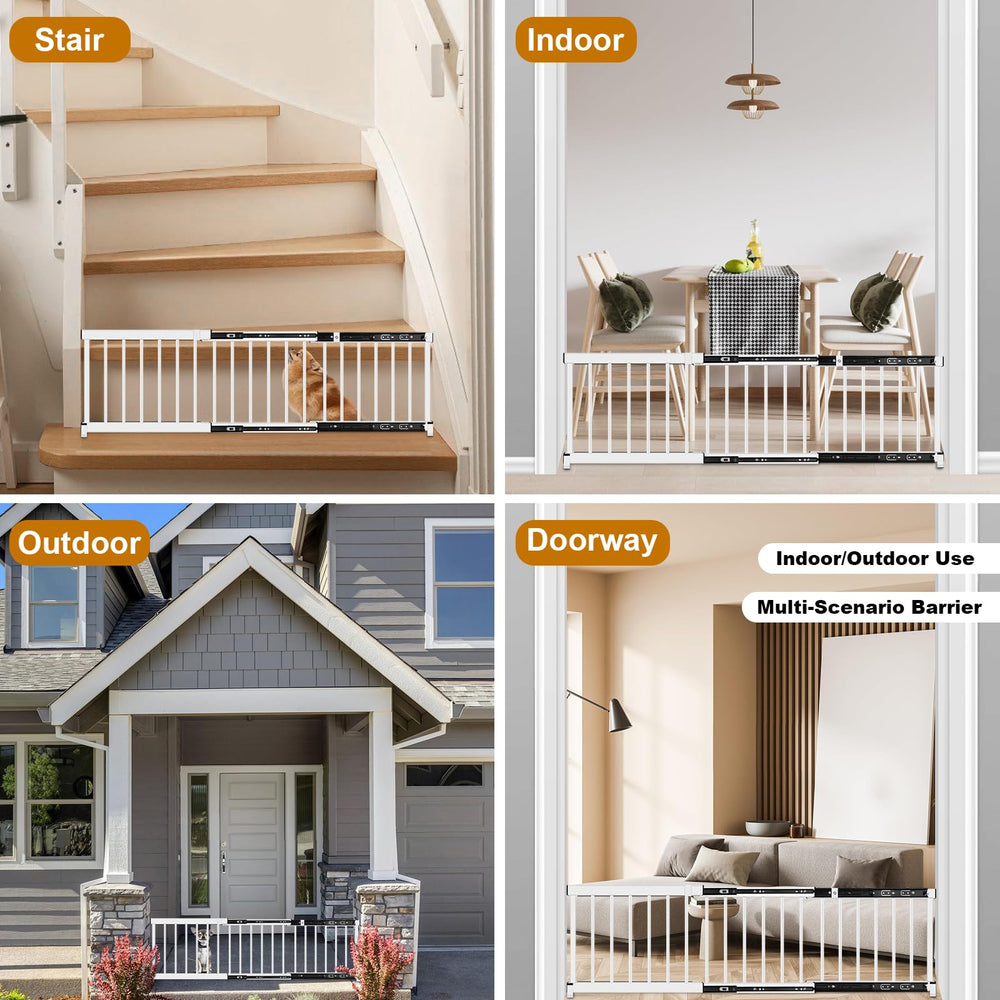 YORWHIN retractable rail gate enables precise width adjustments for uneven spaces.