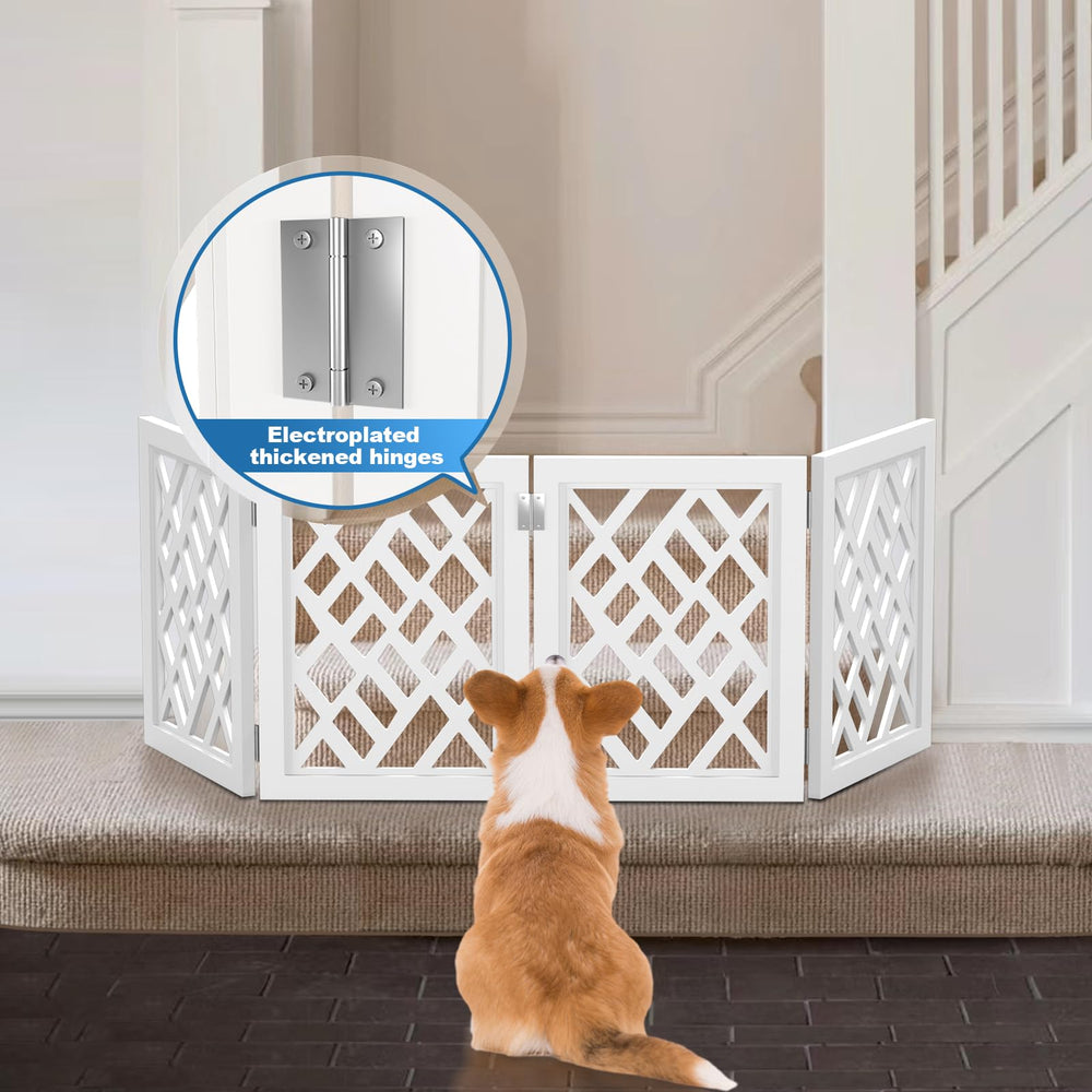 YORWHIN MDF frame with non-slip feet keeps the gate stable on floors.