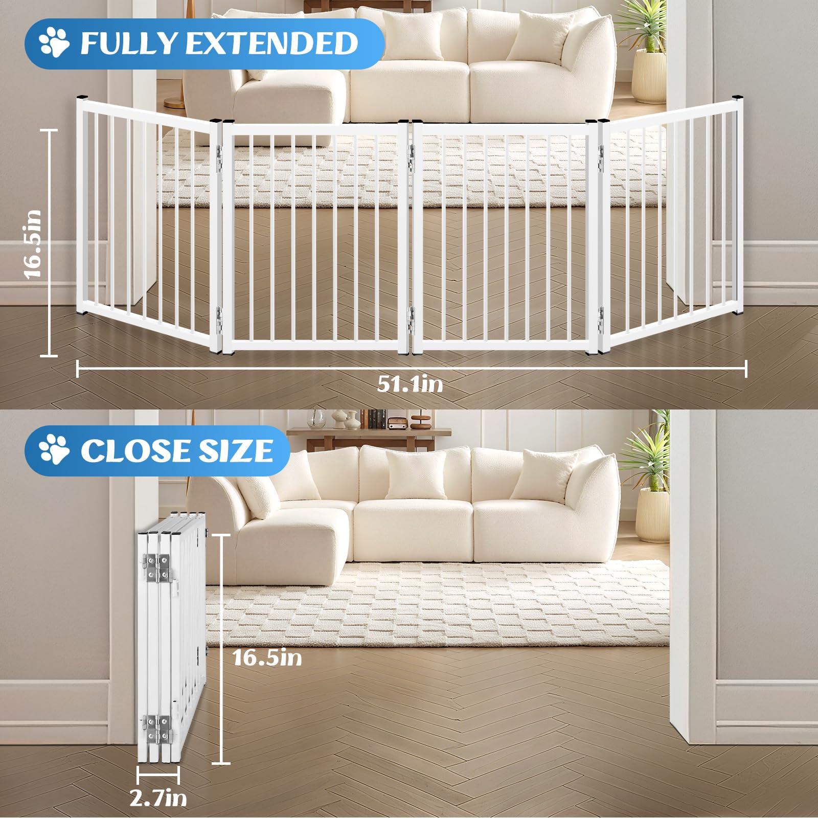 YORWHIN metal dog gate offers durable support for daily life with pets.