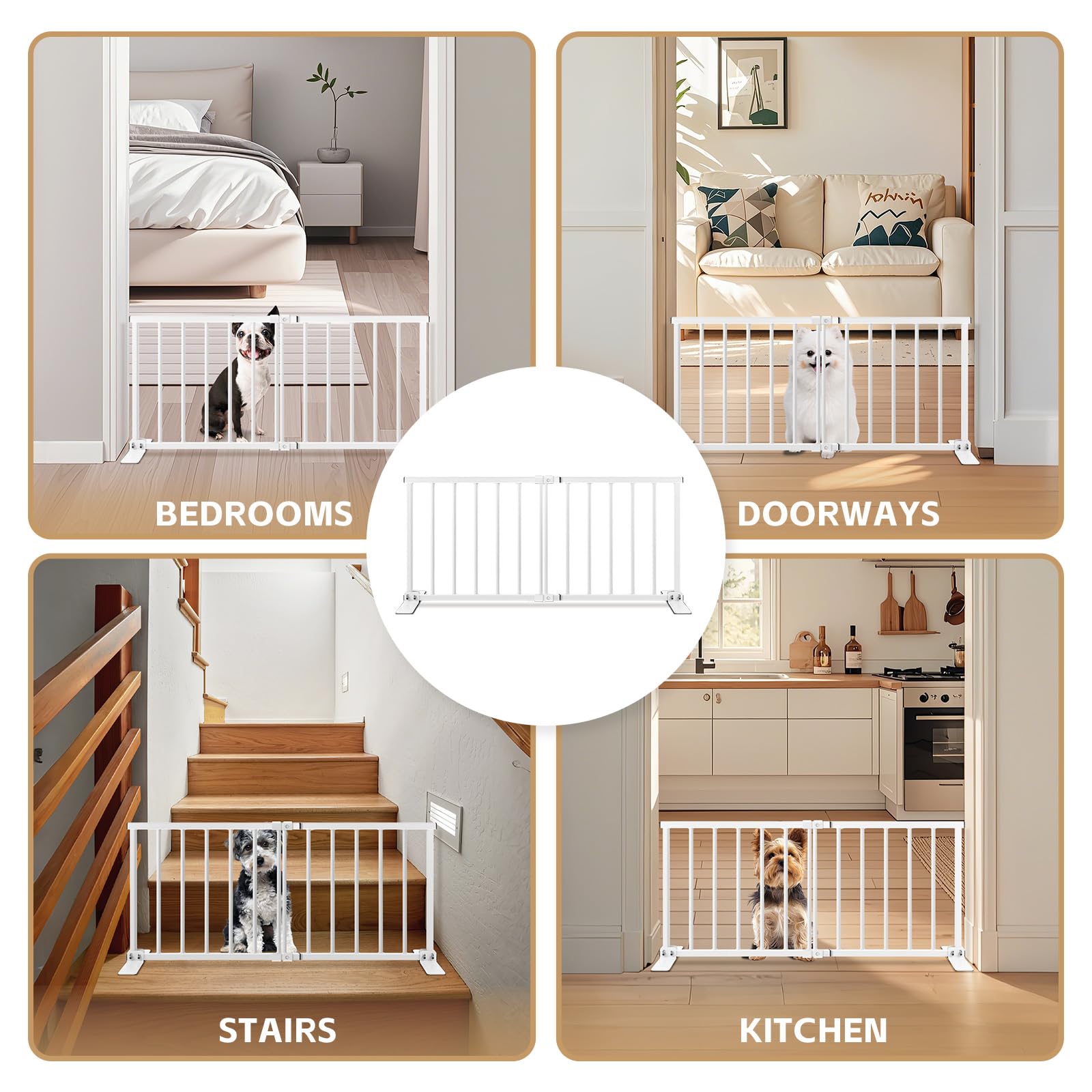 YORWHIN safety-rounded-edge gate protects paws while keeping small pets contained.