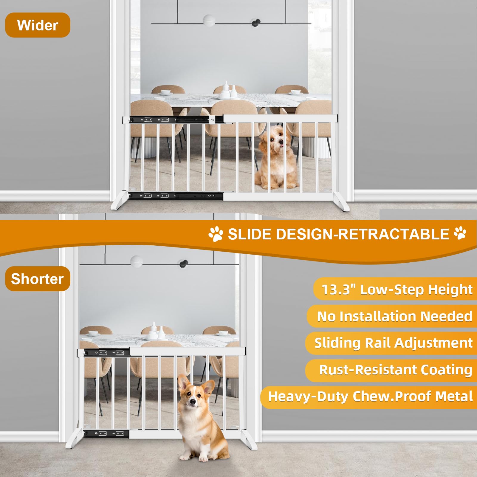 YORWHIN safety rounded edges gate protects paws while containing tiny explorers
