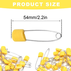 YOSAWA orange diaper pins showing the locking mechanism for reliable use.