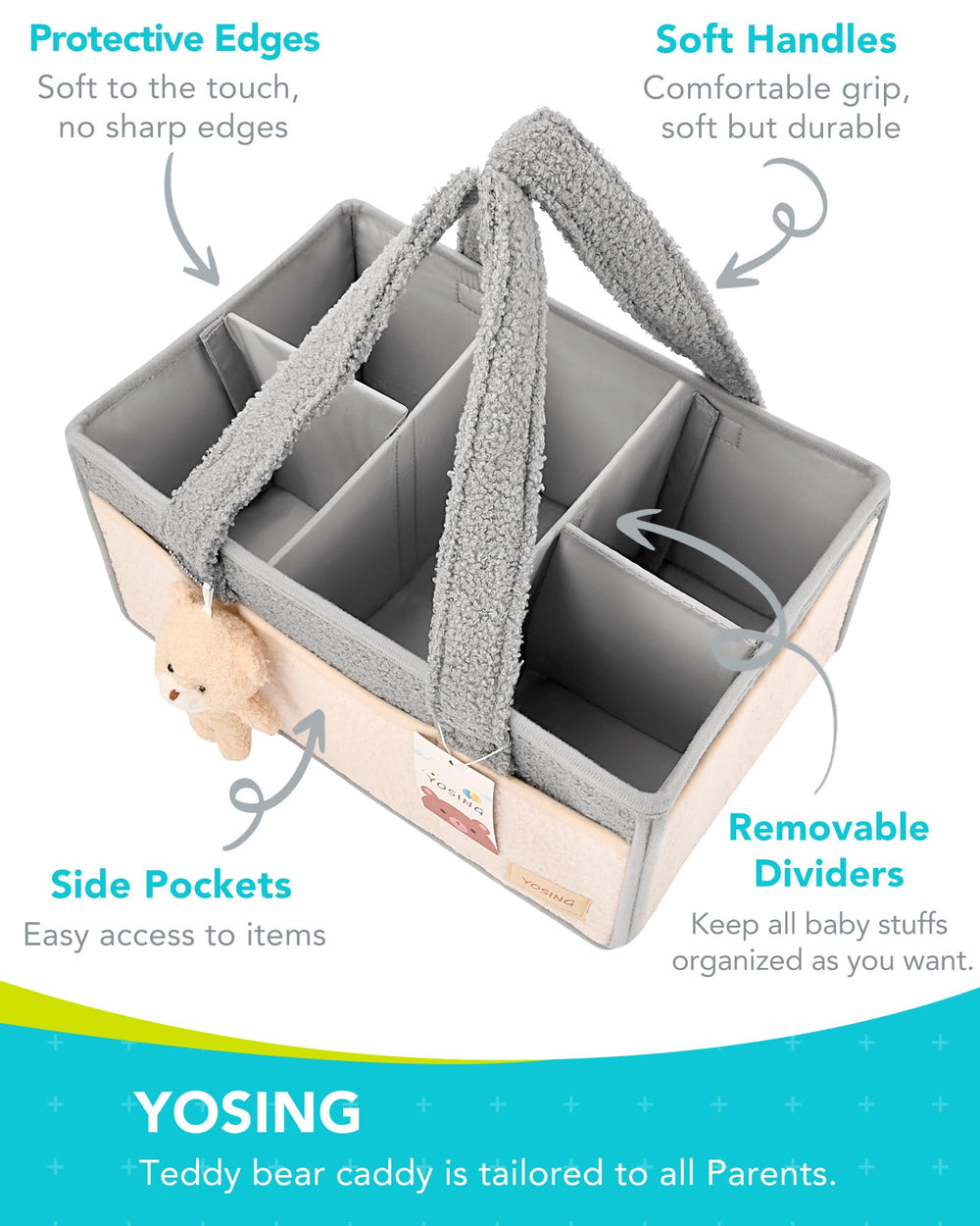 YOSING diaper caddy with 13 compartments for organization