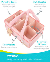 YOSING Diaper Caddy with removable dividers for flexible organization.
