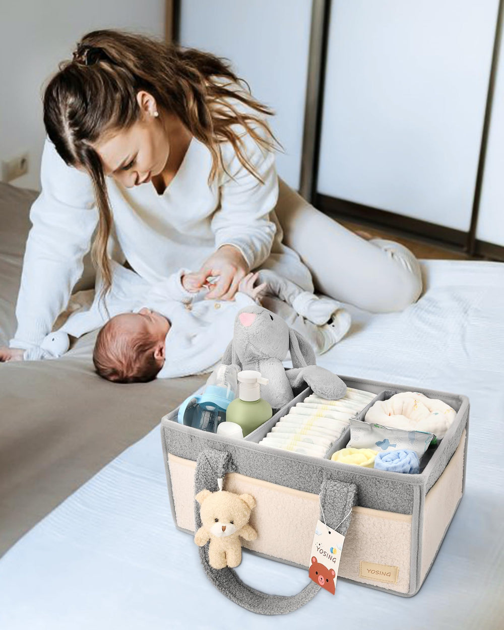 YOSING diaper caddy ideal for car travel and on-the-go use