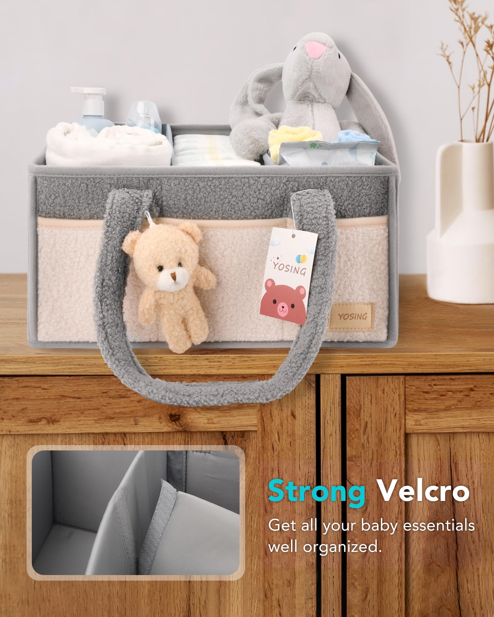 YOSING diaper caddy organizes diapers and wipes efficiently