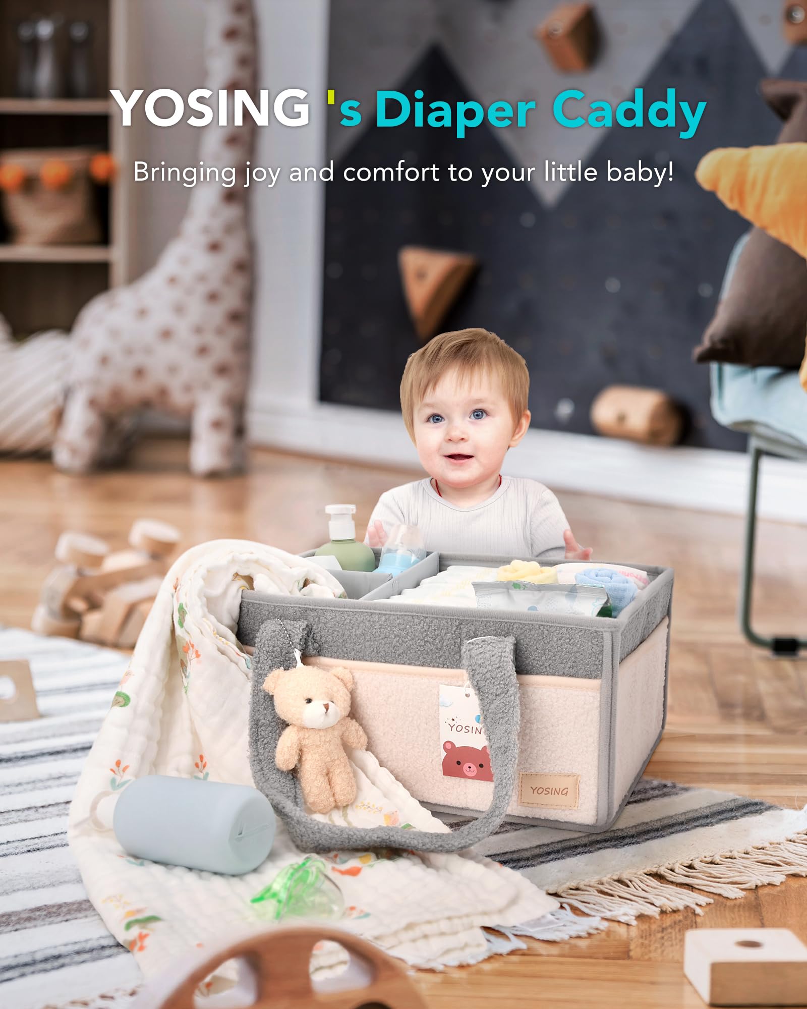 YOSING diaper caddy removable dividers for flexible layout