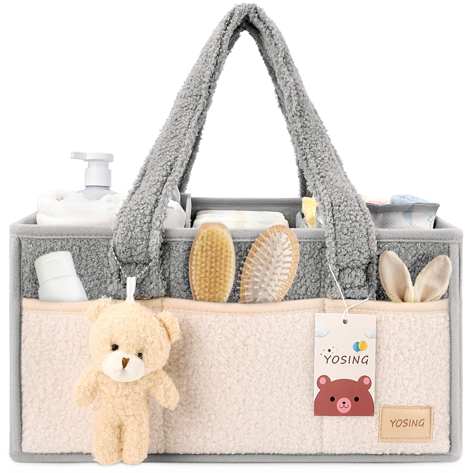 YOSING diaper caddy in plush fabric designed for cozy diaper changes