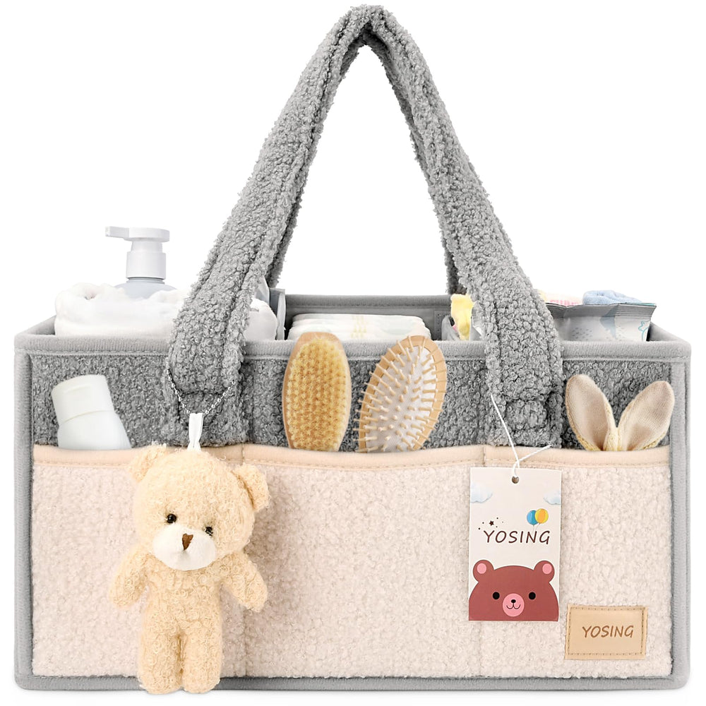 YOSING diaper caddy in plush fabric designed for cozy diaper changes