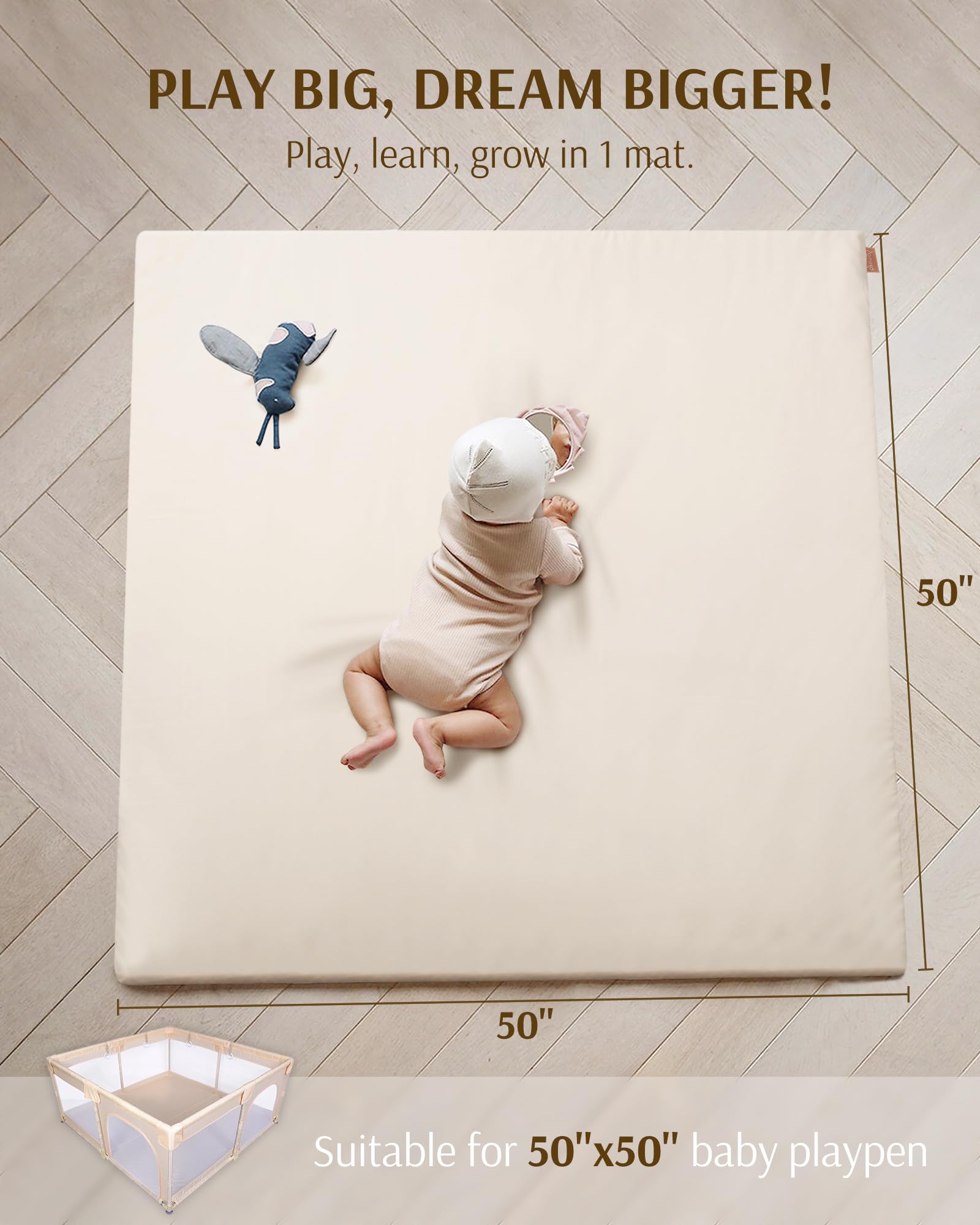 YOSING vegan leather play mat cover provides easy cleaning and durability