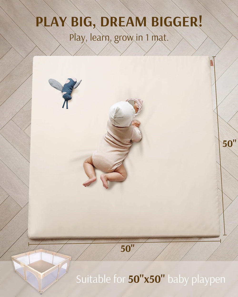 YOSING vegan leather play mat cover provides easy cleaning and durability