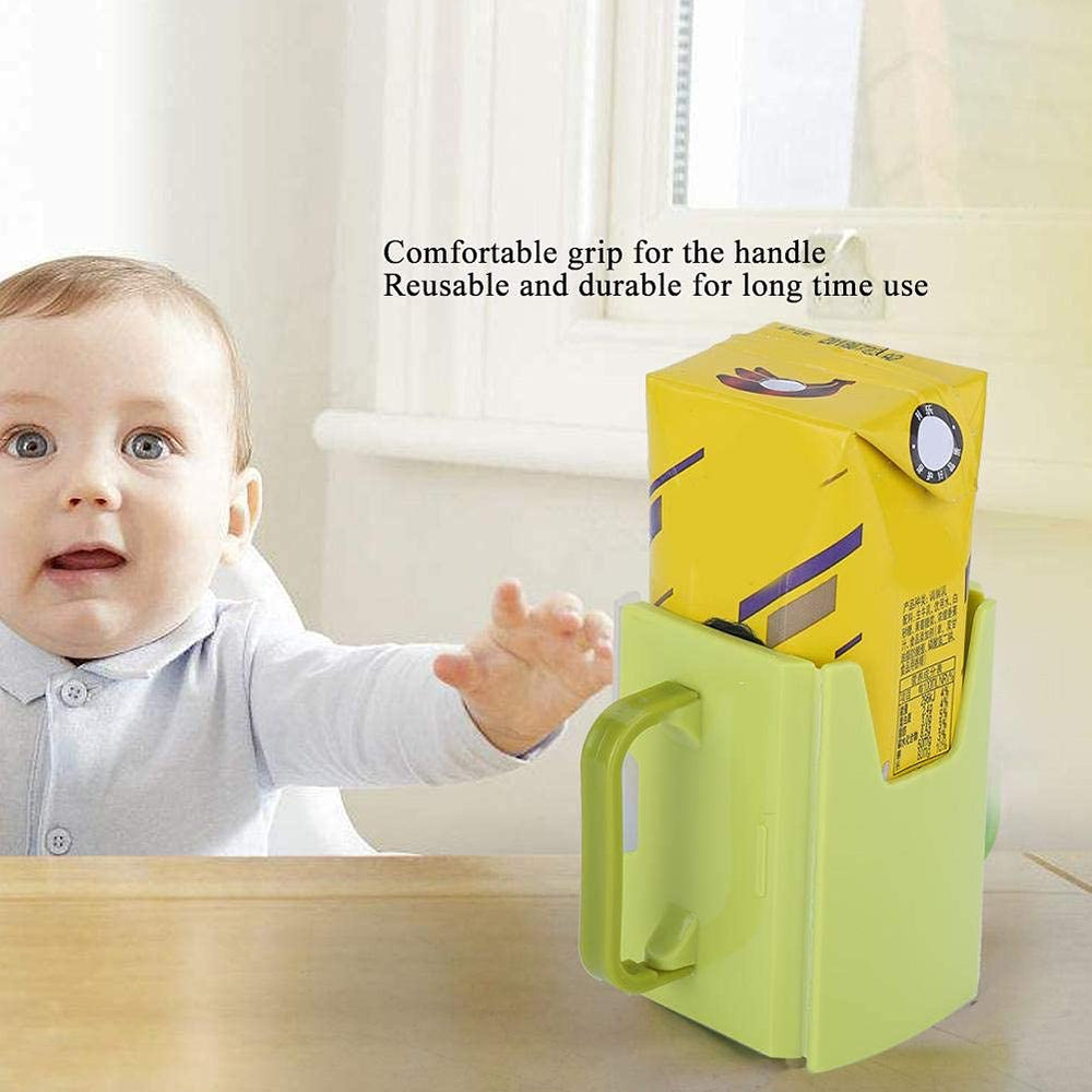 Yosoo spill-proof milk box cup holder kept handy during car rides and meals.