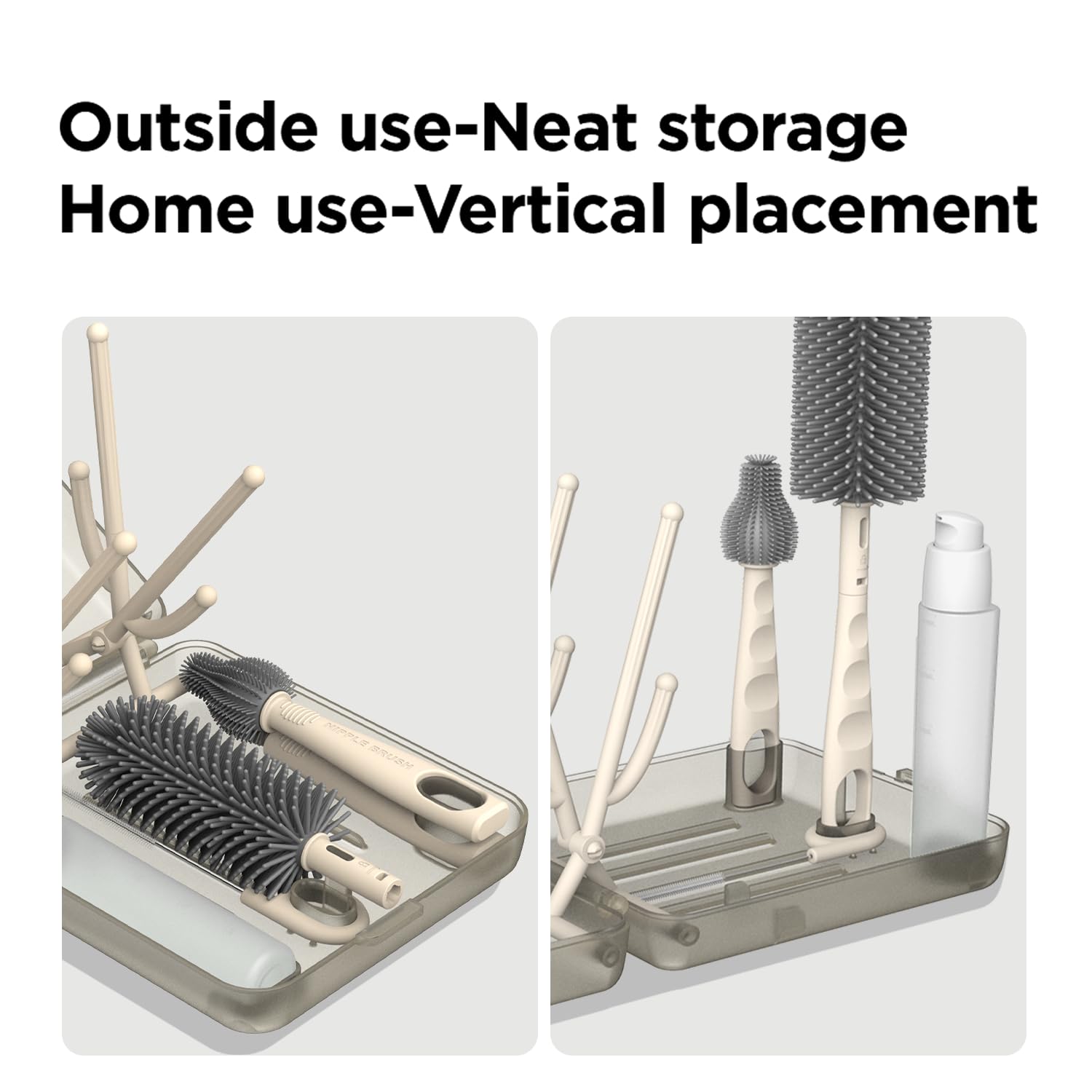 YOTIME nipple brush in travel kit for quick bottle care.