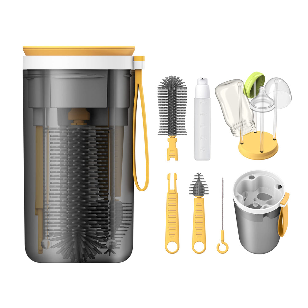 YOTIME silicone bottle brush on-the-go cleans bottles safely
