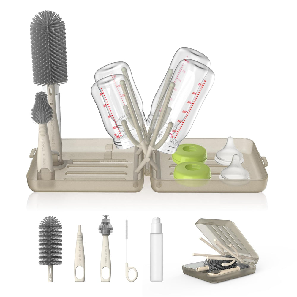 YOTIME travel bottle brush set front view for on-the-go parents.