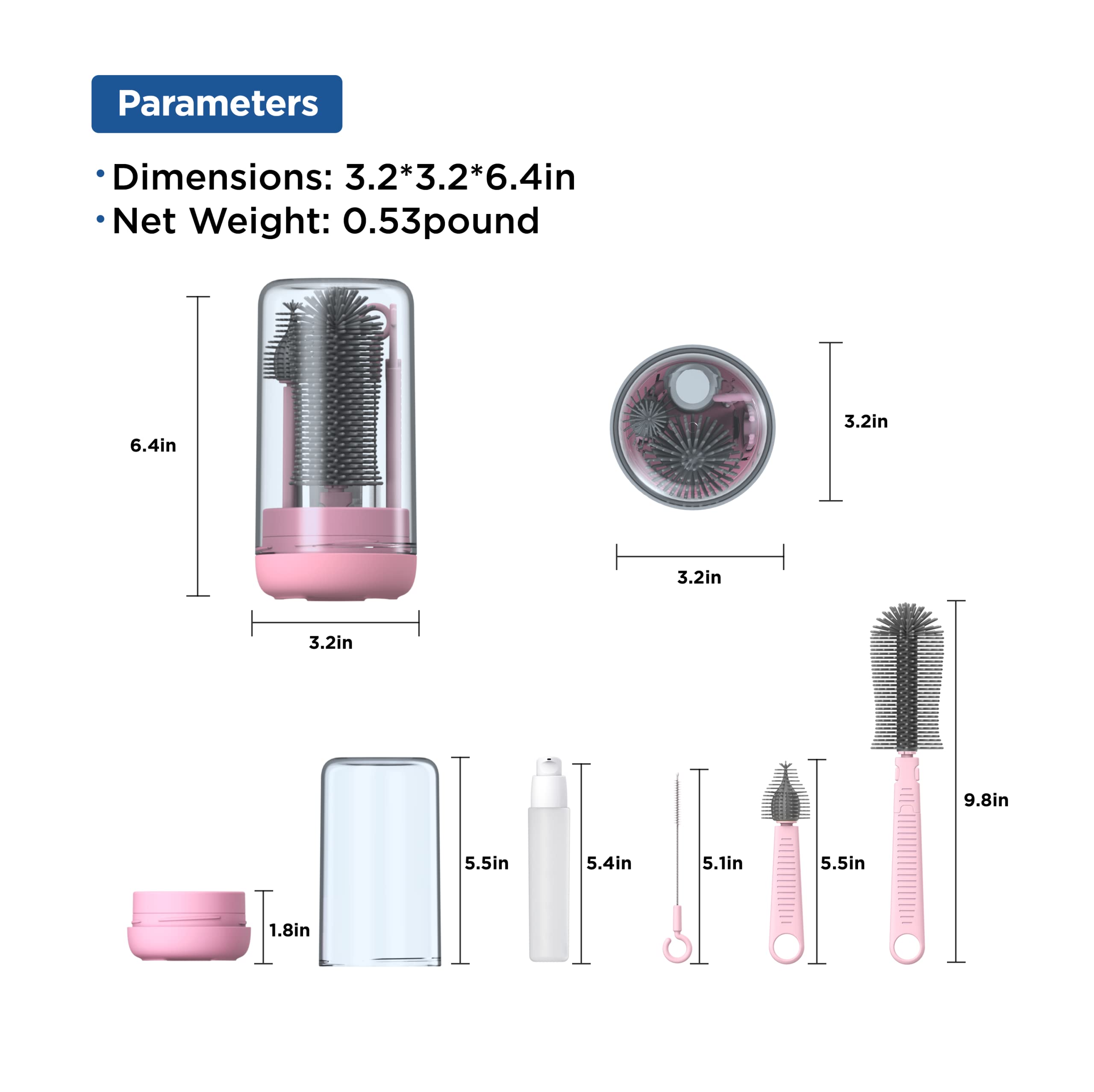 YOTIME pink travel cleaning kit is ideal for on-the-go families.