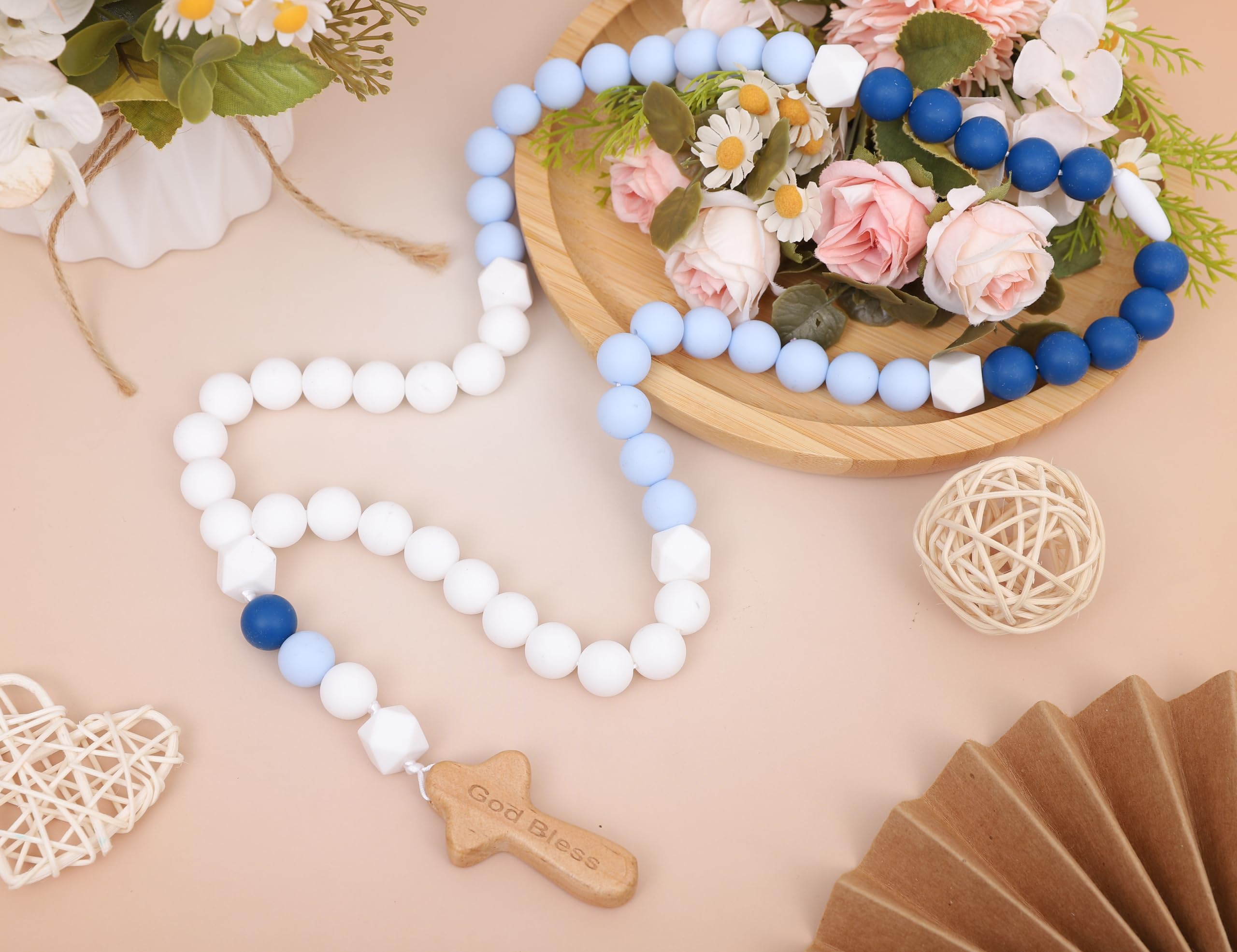 YOUAME baby boy rosary, ideal first-year party accessory.