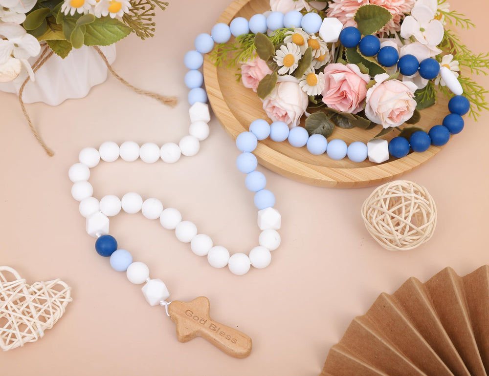 YOUAME baby boy rosary, ideal first-year party accessory.