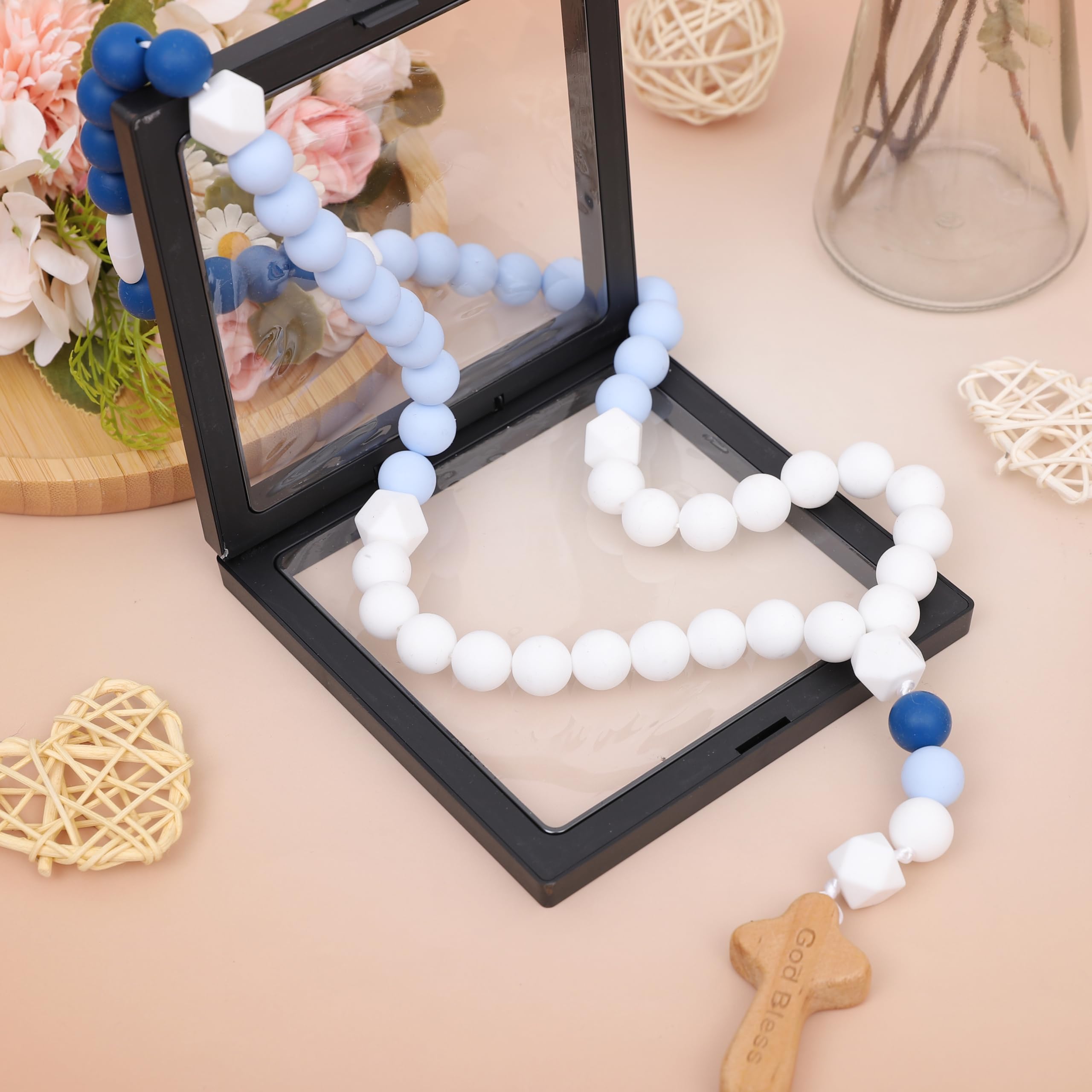 YOUAME rosary in transparent keepsake box for gifting.