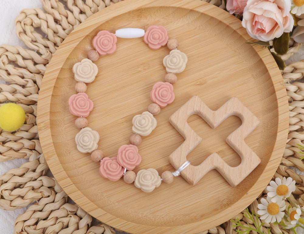 YOUAME kids rose beads rosary, 19x20mm beads for gentle play and cuddly keepsake.