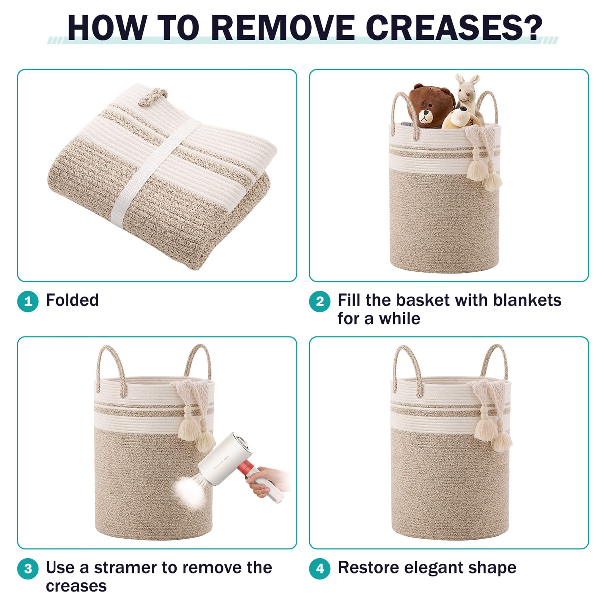 Natural cotton YOUDENOVA rope basket avoids plastics