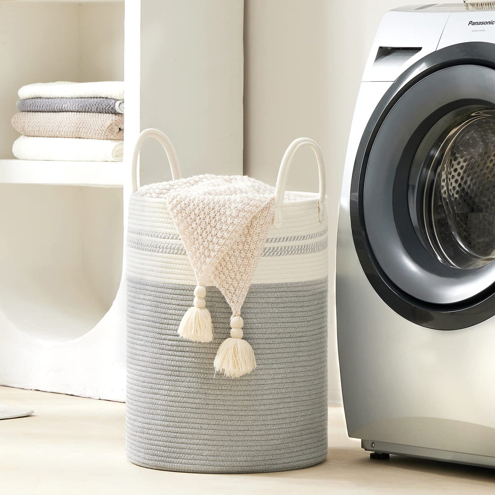 YOUDENOVA bedroom scene with laundry hamper blending with decor