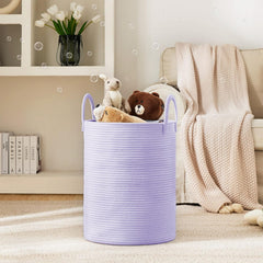 YOUDENOVA cotton rope weave hamper showing durable, stylish storage for blankets and toys.