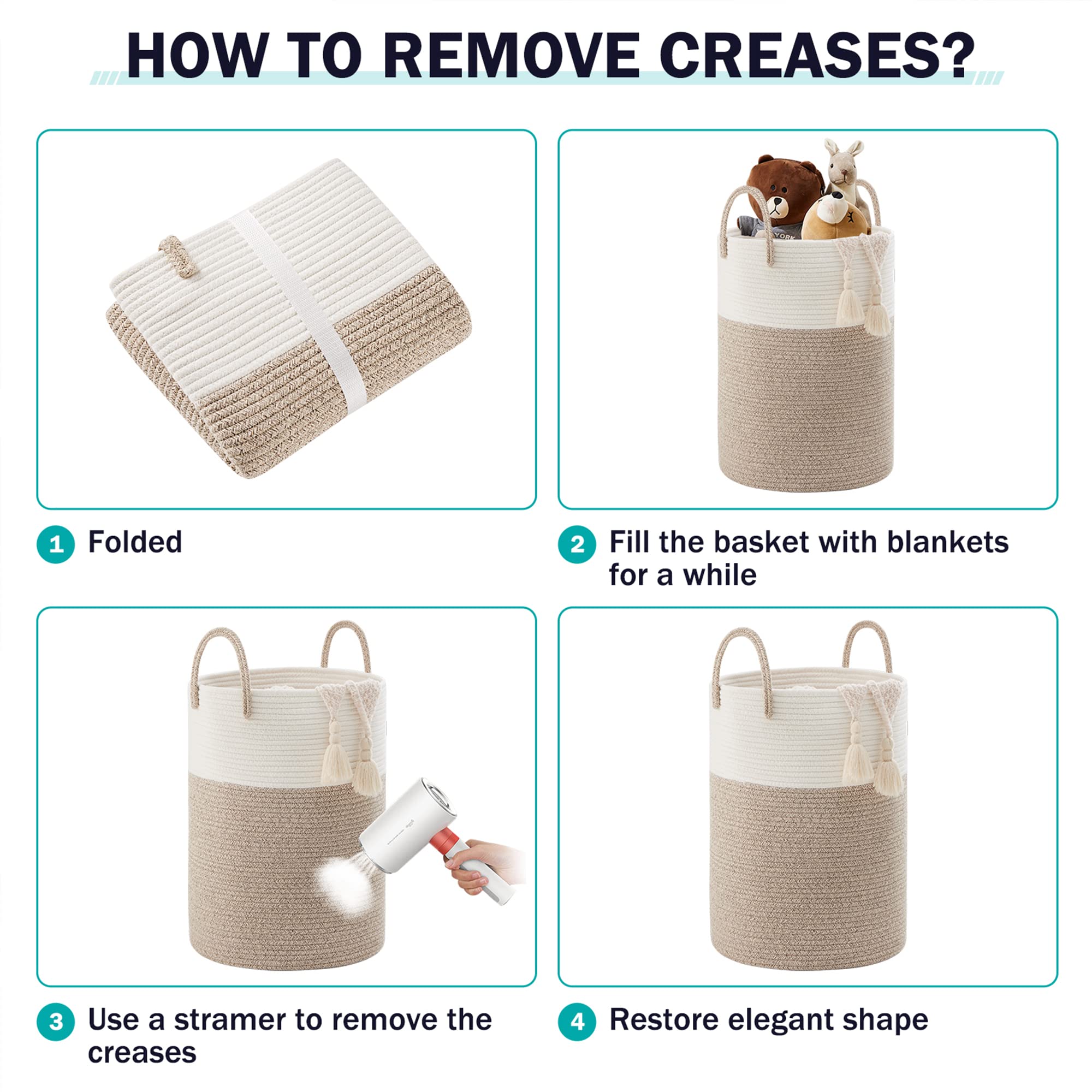 YOUDENOVA eco-friendly cotton rope construction without plastics for natural aesthetics.