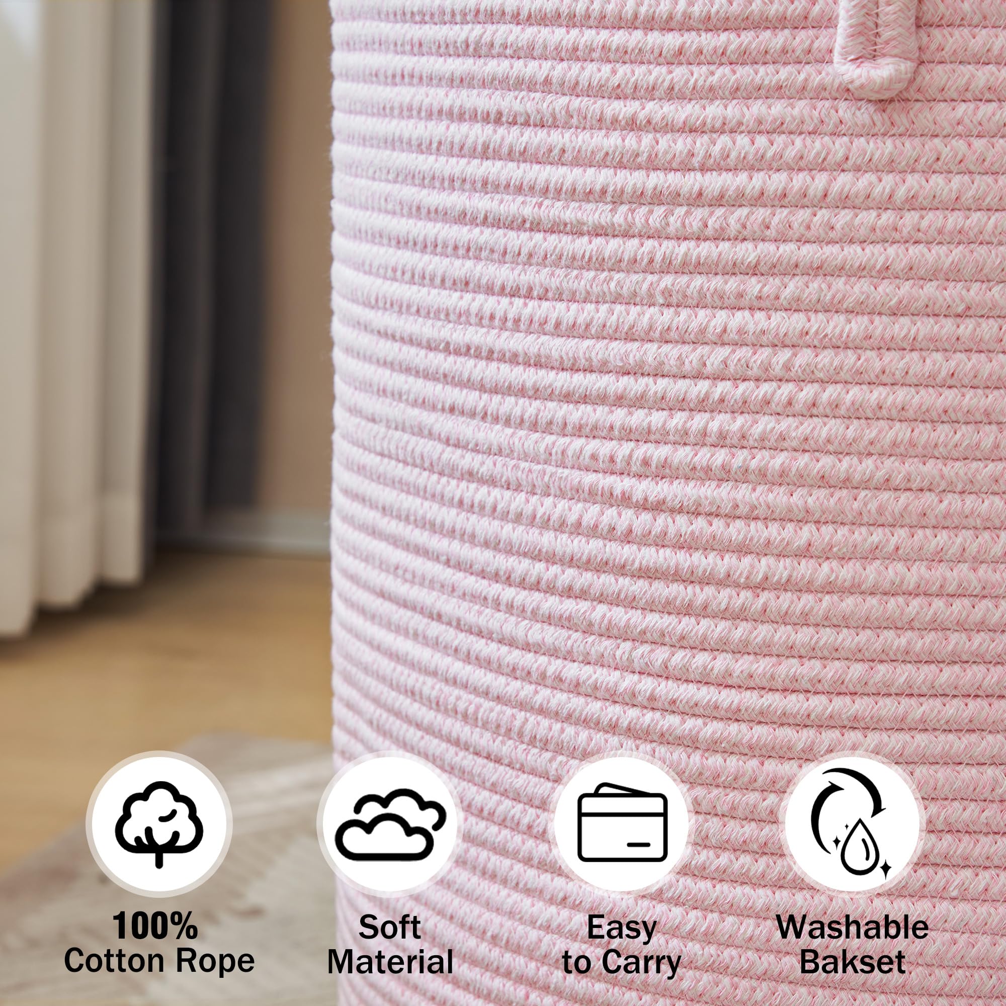 YOUDENOVA eco-friendly cotton rope hamper free from plastics for natural storage.