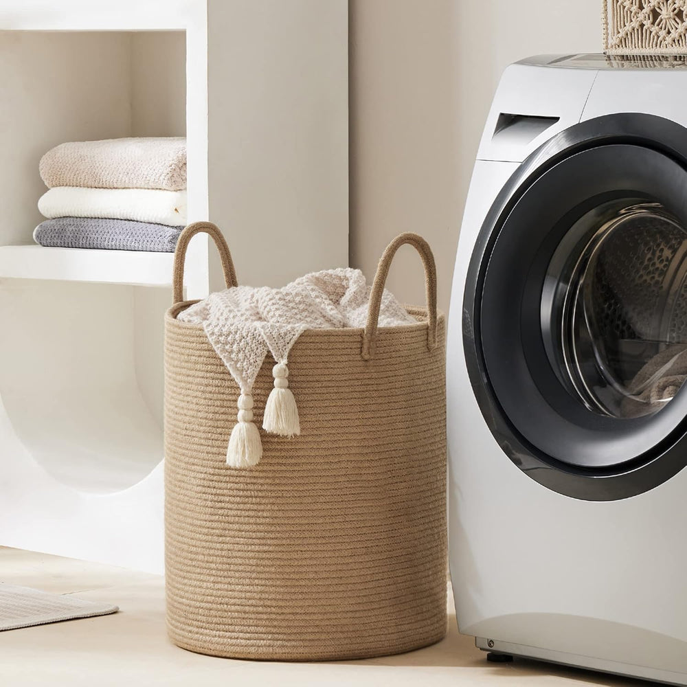 YOUDENOVA nursery setup featuring the hamper as décor and organization