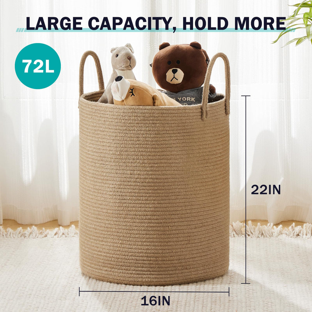YOUDENOVA jute hamper tall design in room demonstrates space-saving setup