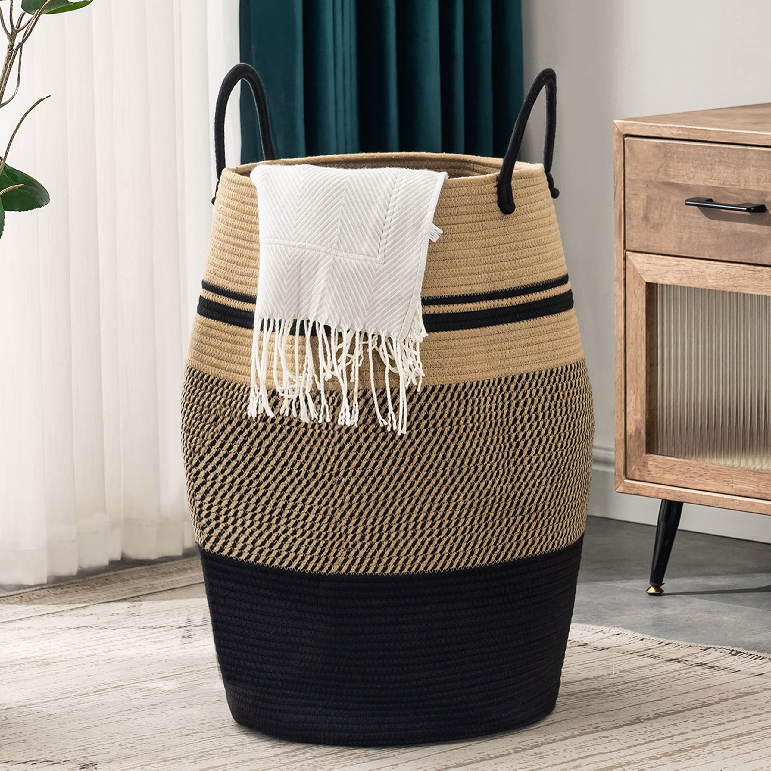 YOUDENOVA jute rope laundry hamper 105L for spacious clothes storage