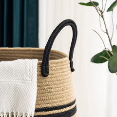 YOUDENOVA natural jute weave basket adds warm texture to living room