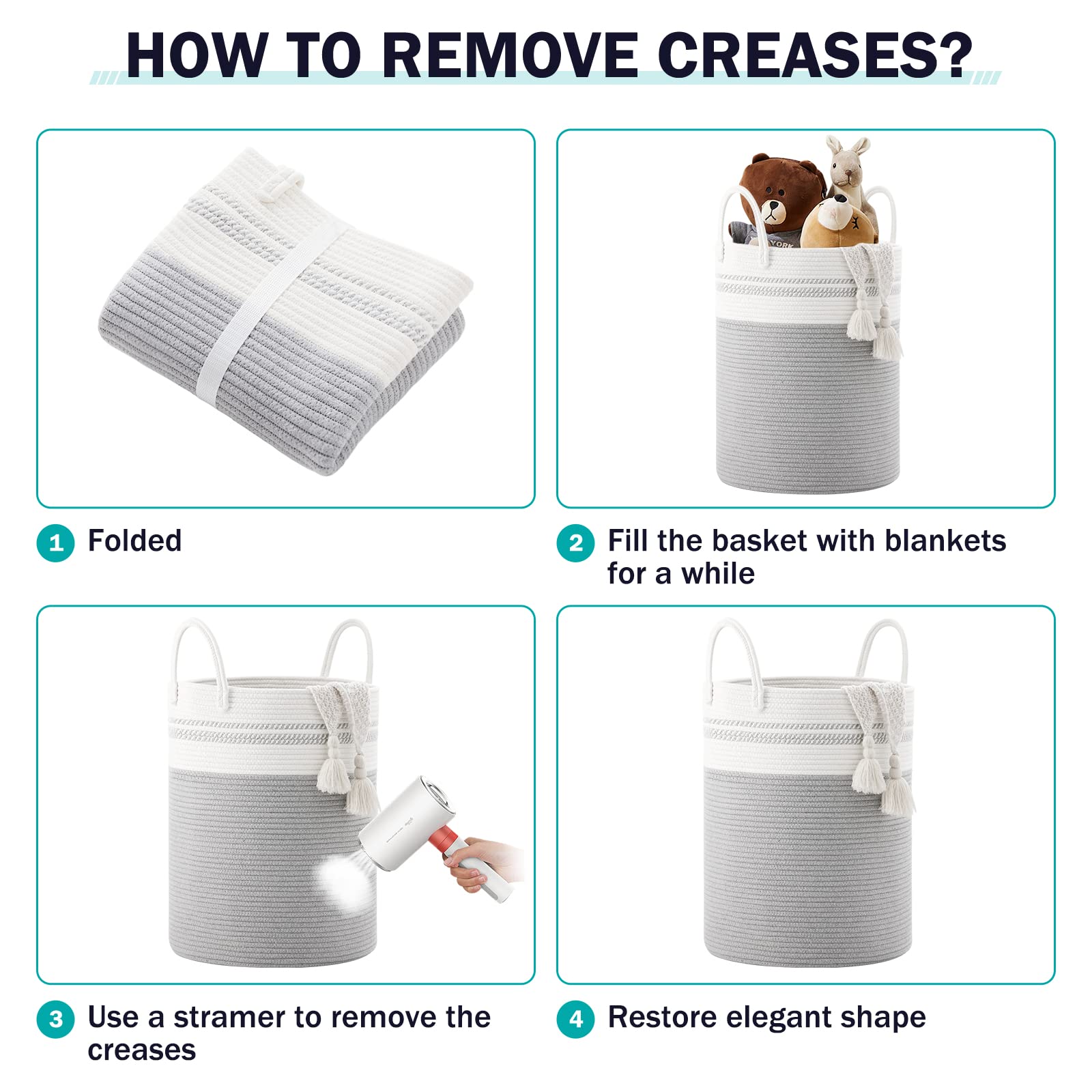 YOUDENOVA soft grey rope texture hamper for everyday use