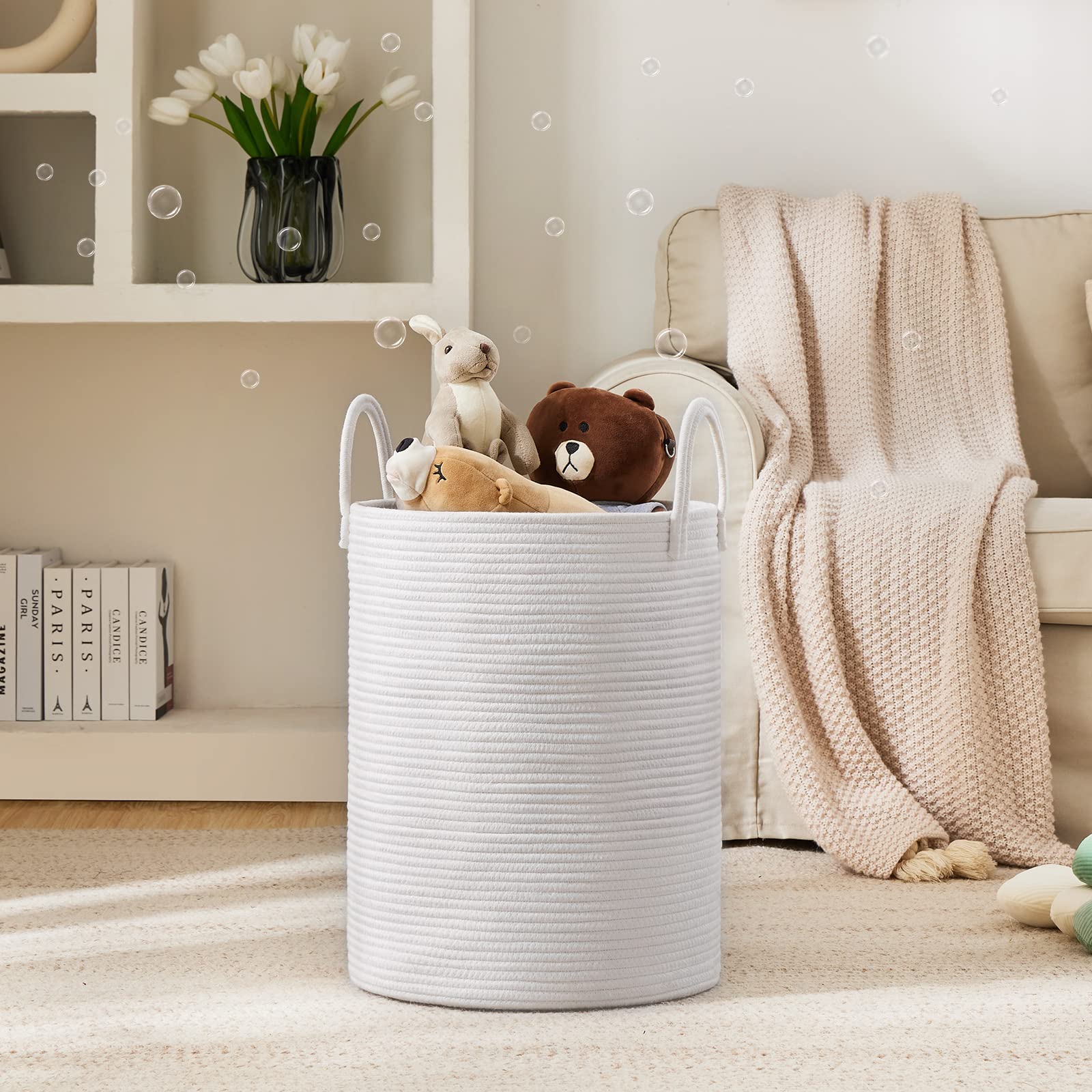YOUDENOVA tall laundry basket with a 72L design profile for spacious loading.