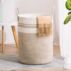 YOUDENOVA round woven rope hamper for bedroom organization