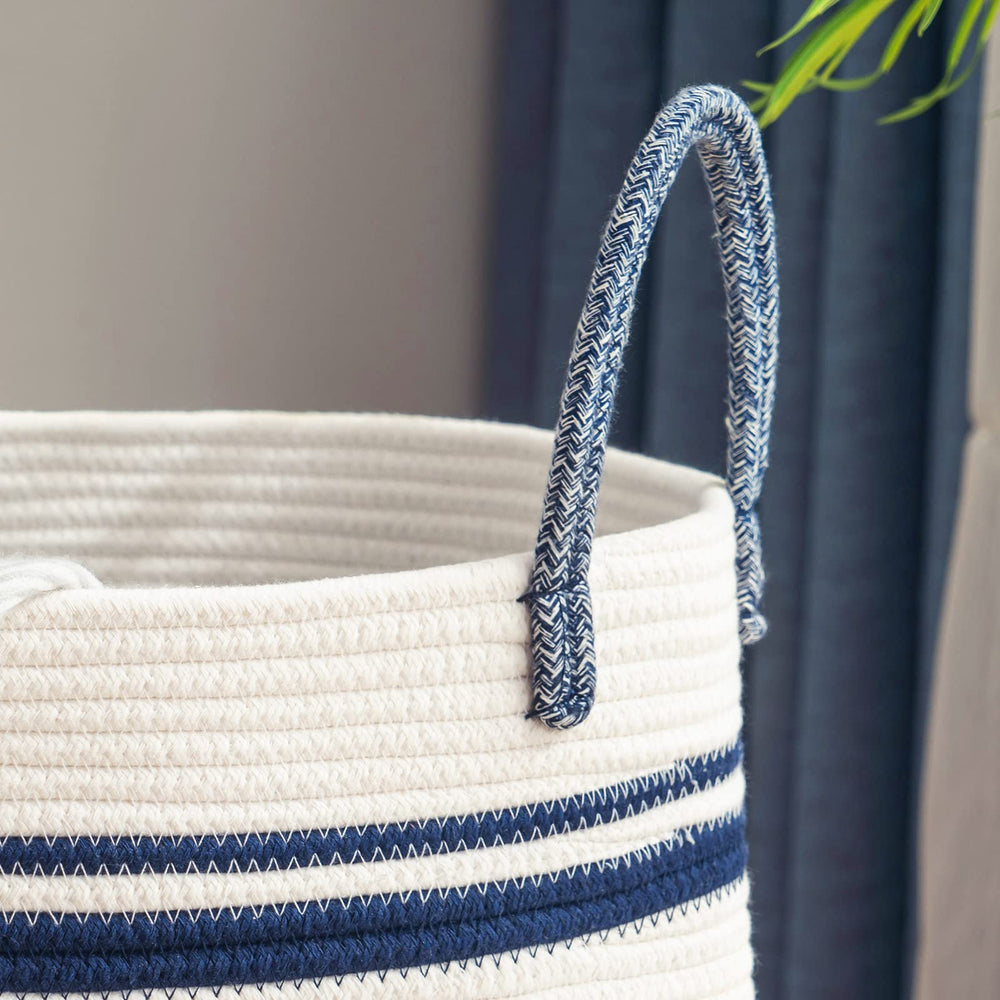 YOUDENOVA tall blue rope basket with durable handles