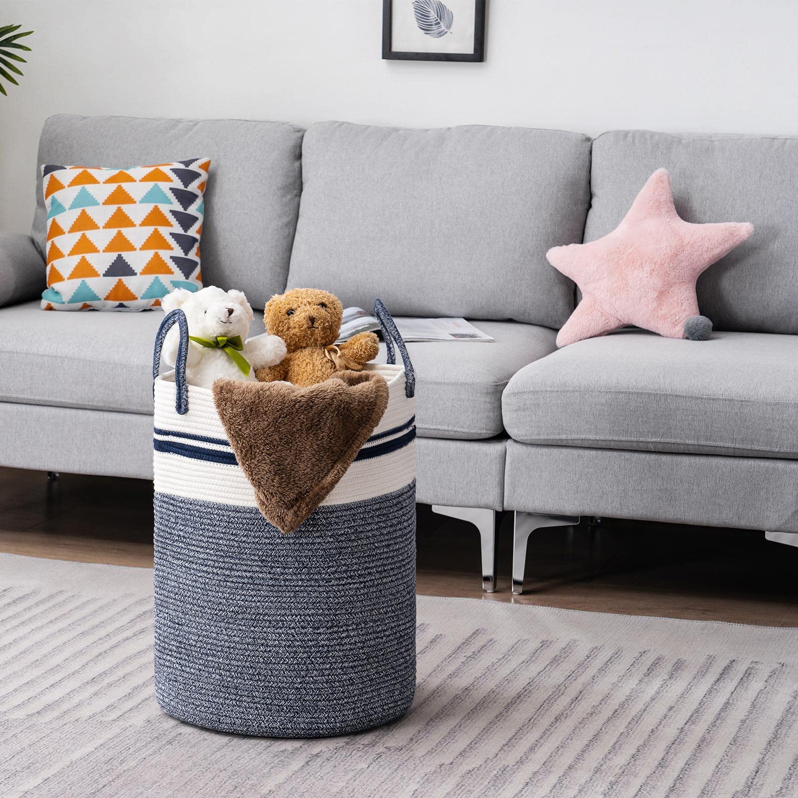 YOUDENOVA Nordic-inspired open-top hamper for bedroom storage