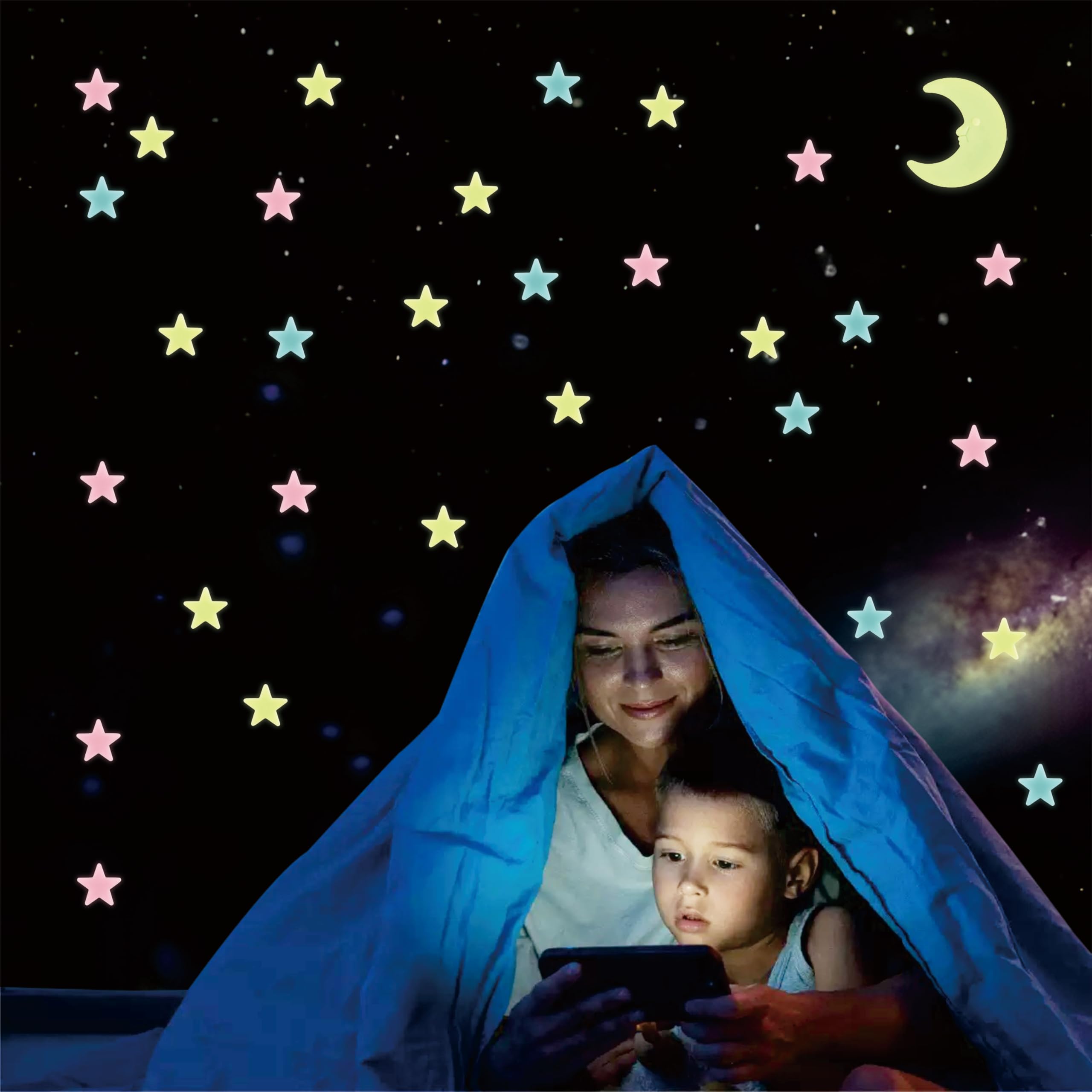 YouinrctgEs pastel stars and moons add whimsy to kids rooms both day and night.
