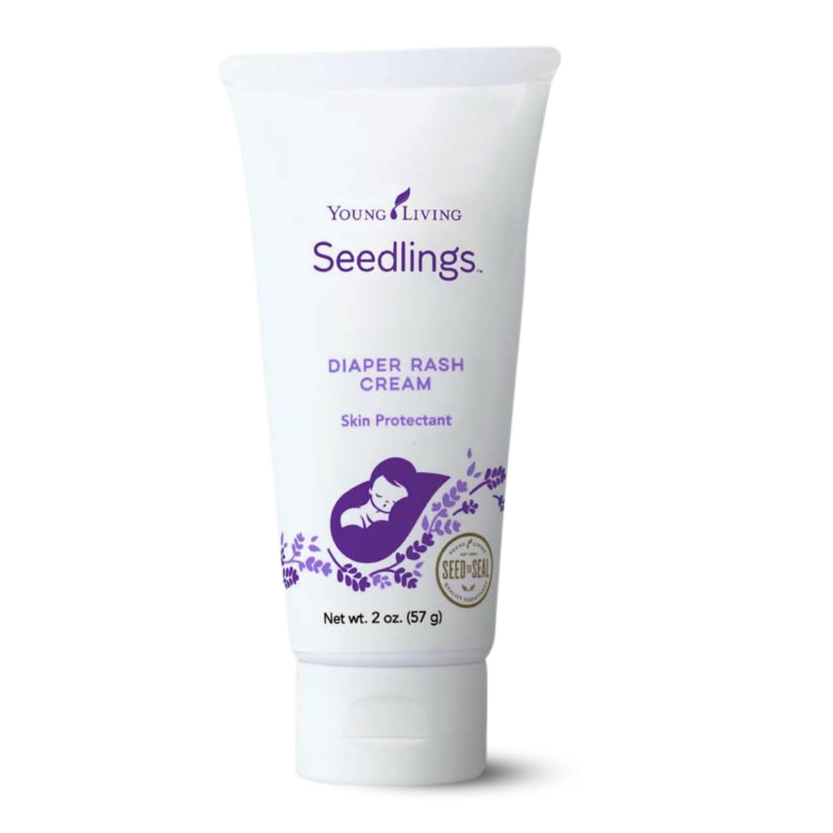 Young Living Seedlings Diaper Rash Cream tube provides gentle, protective care for baby's diaper area.