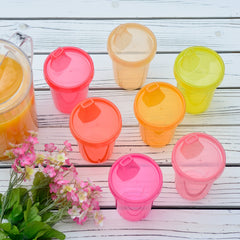 youngever pink sippy cups arranged for daycare or travel use