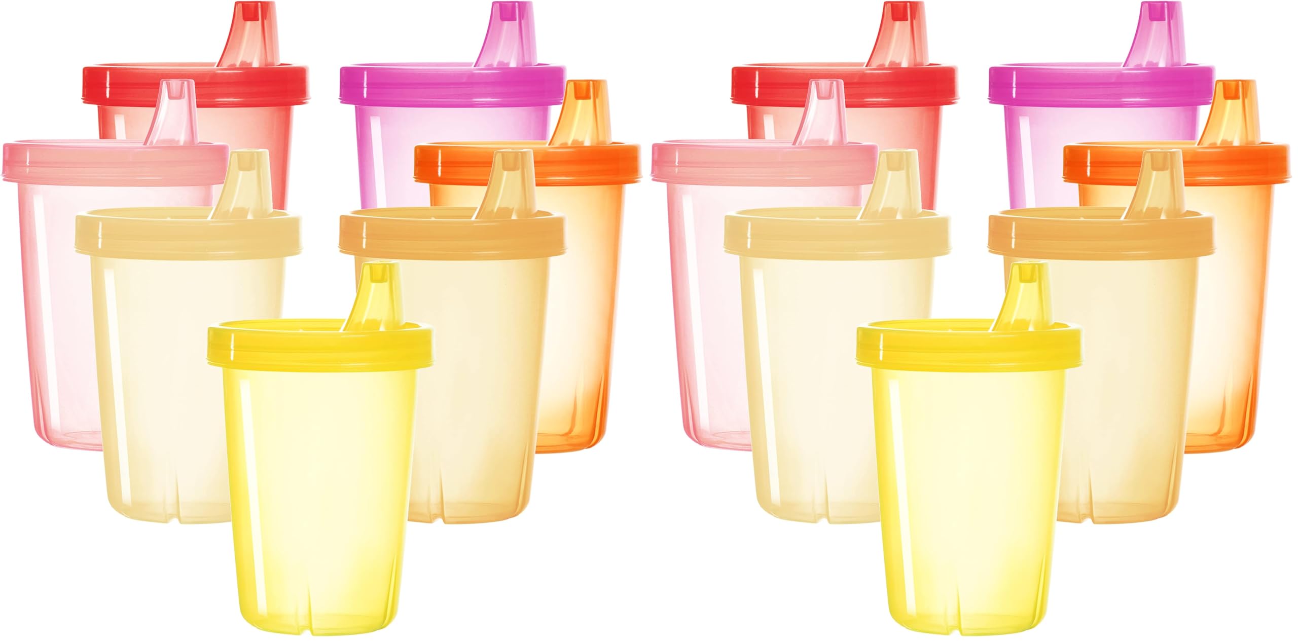 youngever pink sippy cups top view with bite-resistant spout for independent sipping